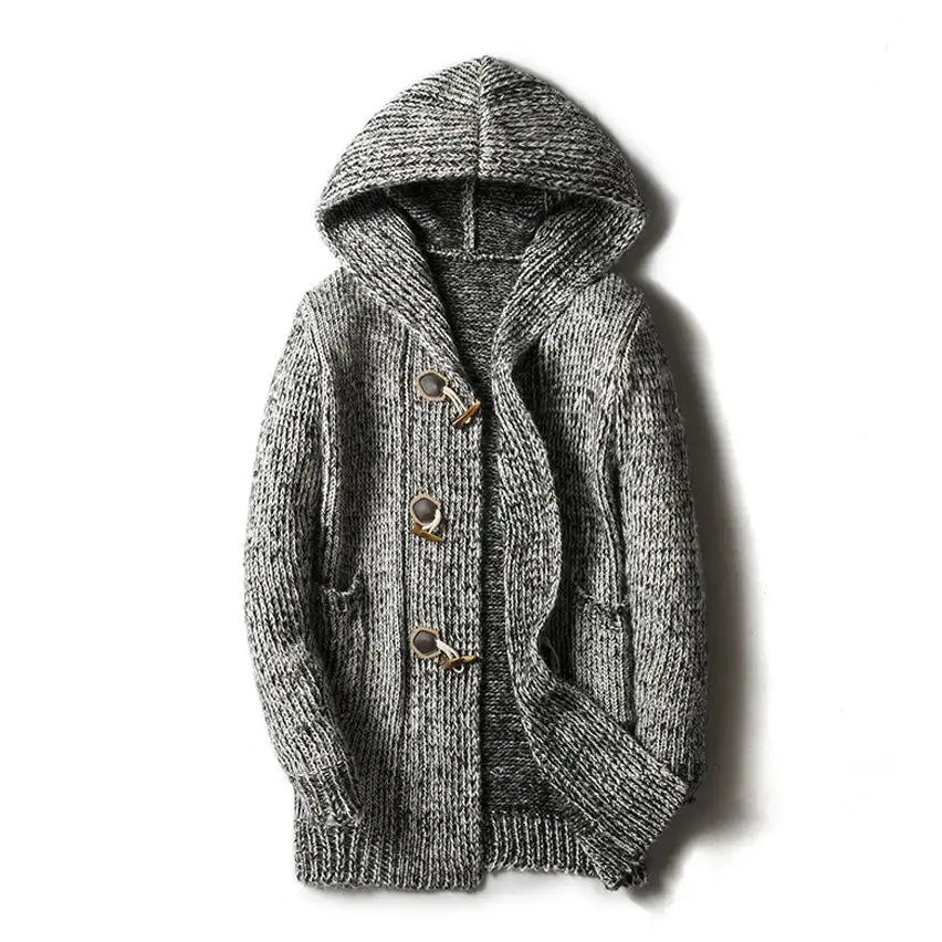 Hooded Button Knit Cardigan