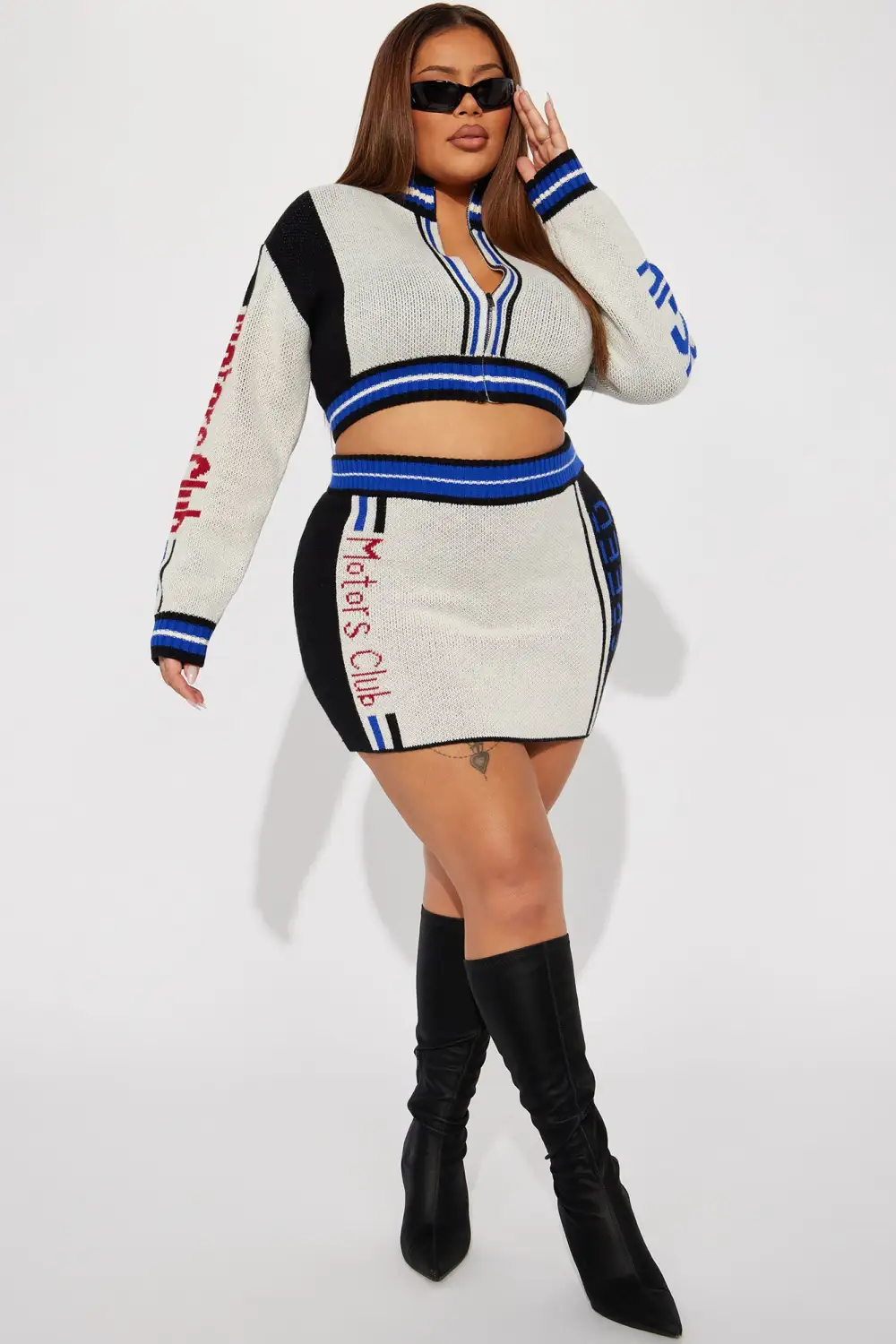 Hi Speed Sweater Skirt Set - Blue/combo