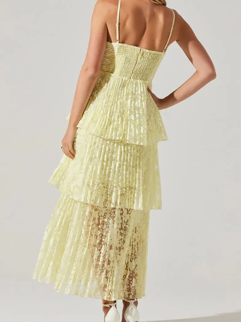 Tiered Keyhole Cutout Maxi Dress