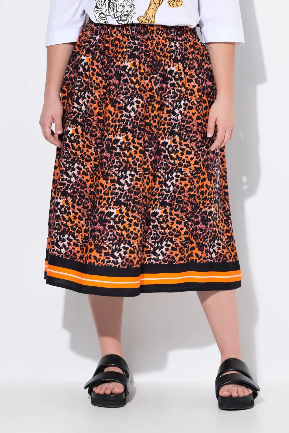 Contrast A-Line Midi Skirt