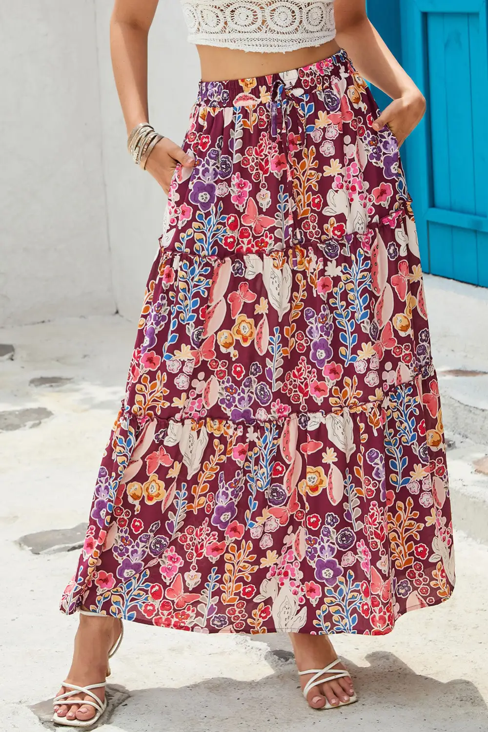 Polished Maxi Floral Print Skirt