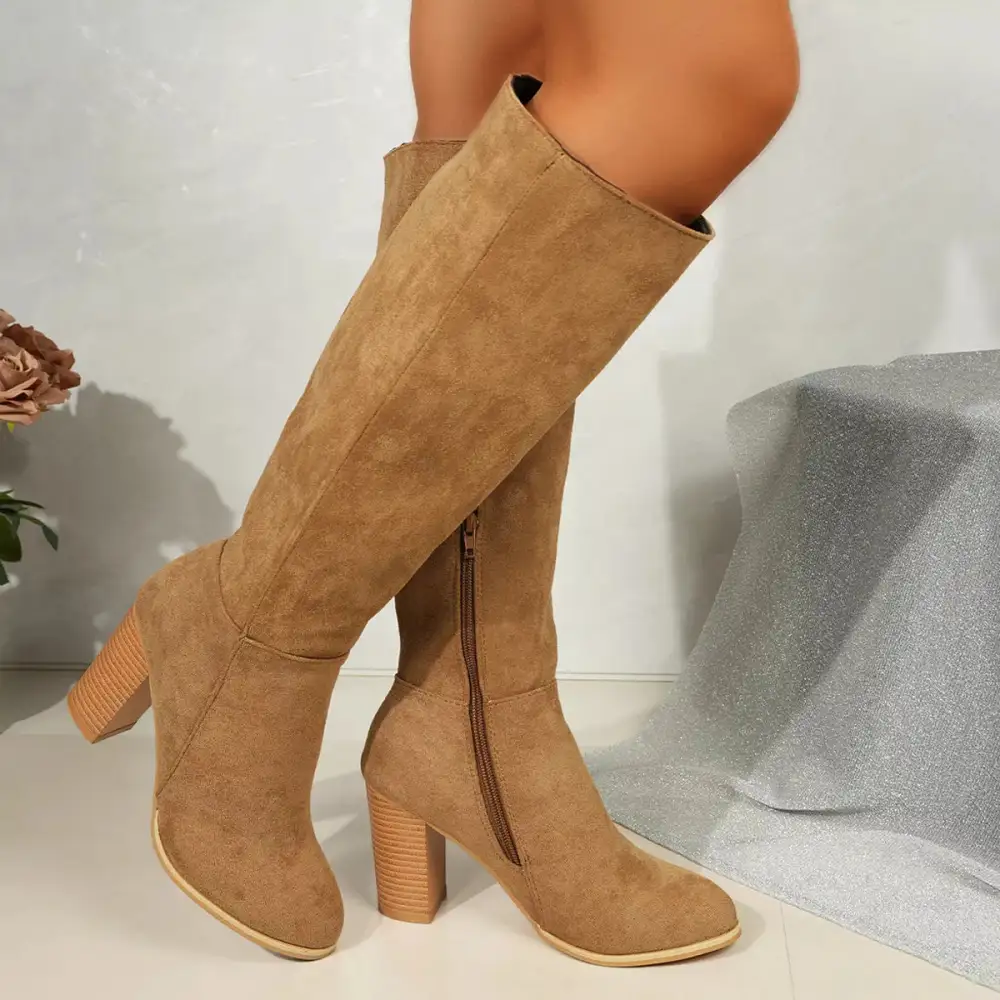 Modern Refined Pointed Toe Block Heel Boots