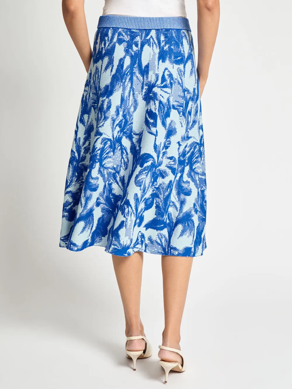 Contrast Printed Midi Skirt