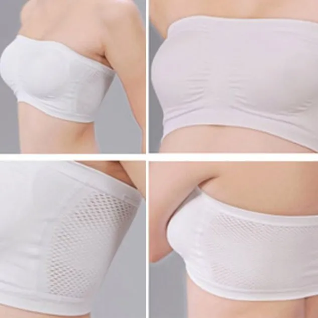 Women Breathable Non-padded Strapless Full Cup Bandeau