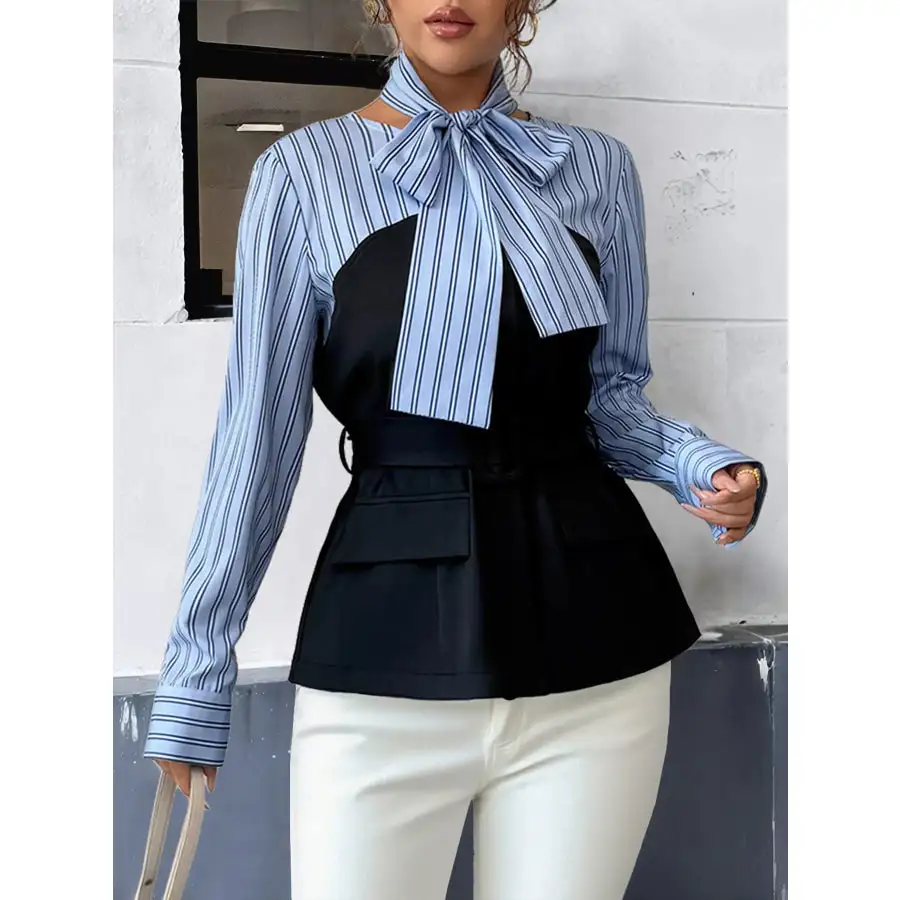 Long Sleeve Blouse with Bow Tie