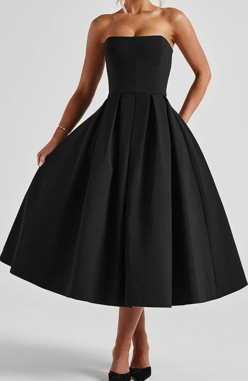 Strapless Silhouette Midi Dress