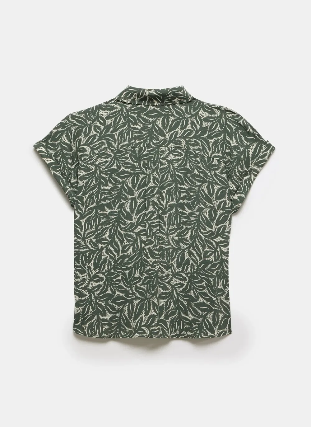 Casual Style Green Leaf Print Shirt