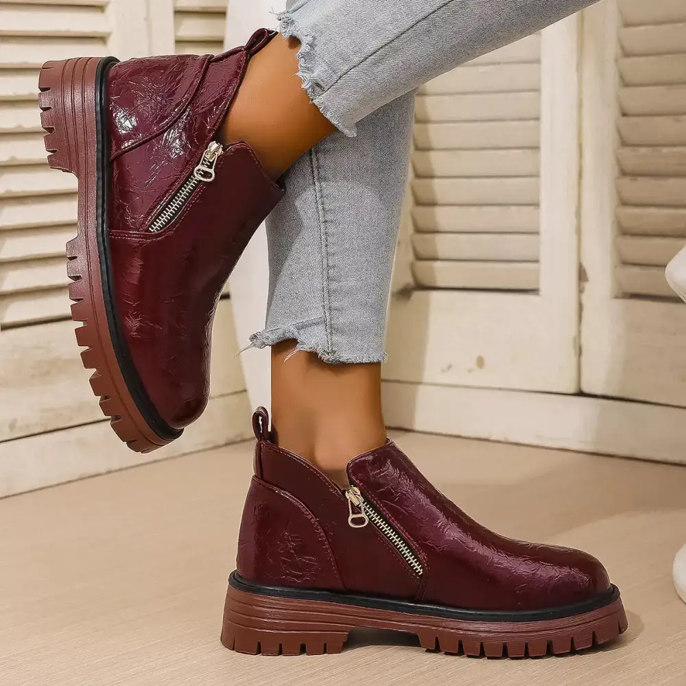 Round Toe Block Heels Boots