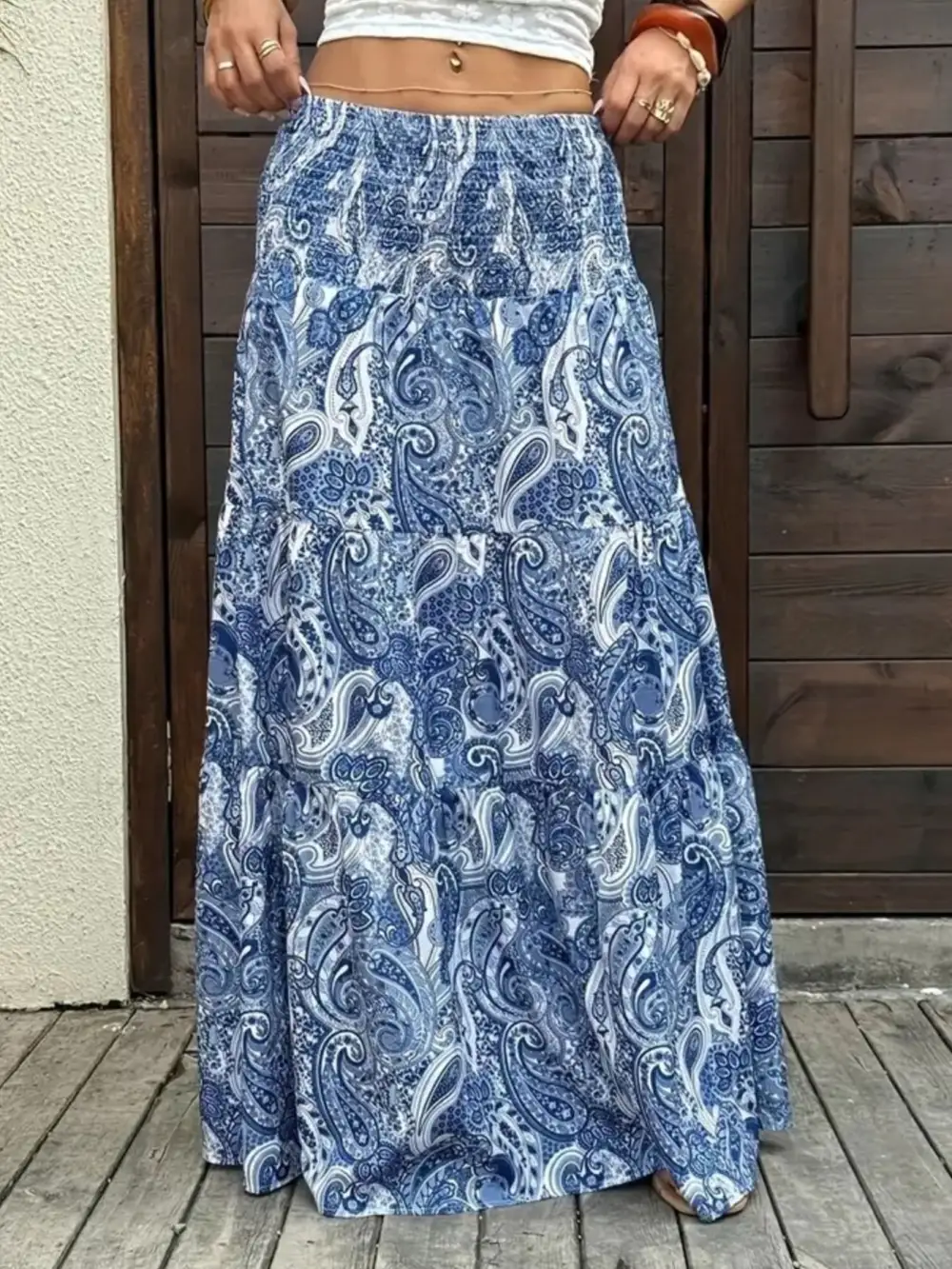 Refined Smocked Printed Skirt