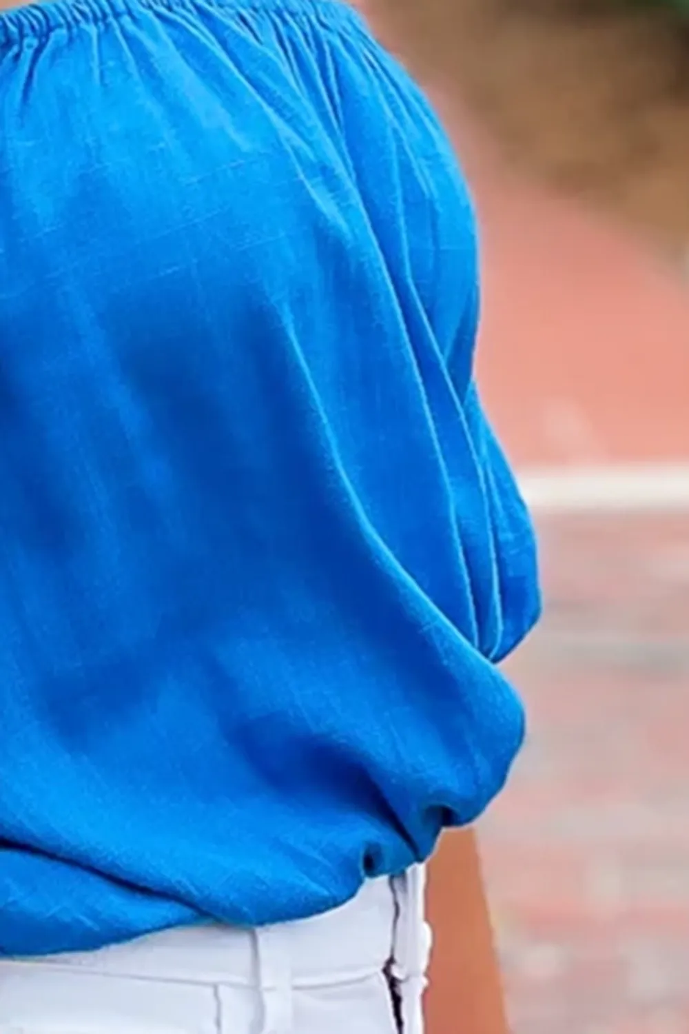Blue Off-The-Shoulder Top