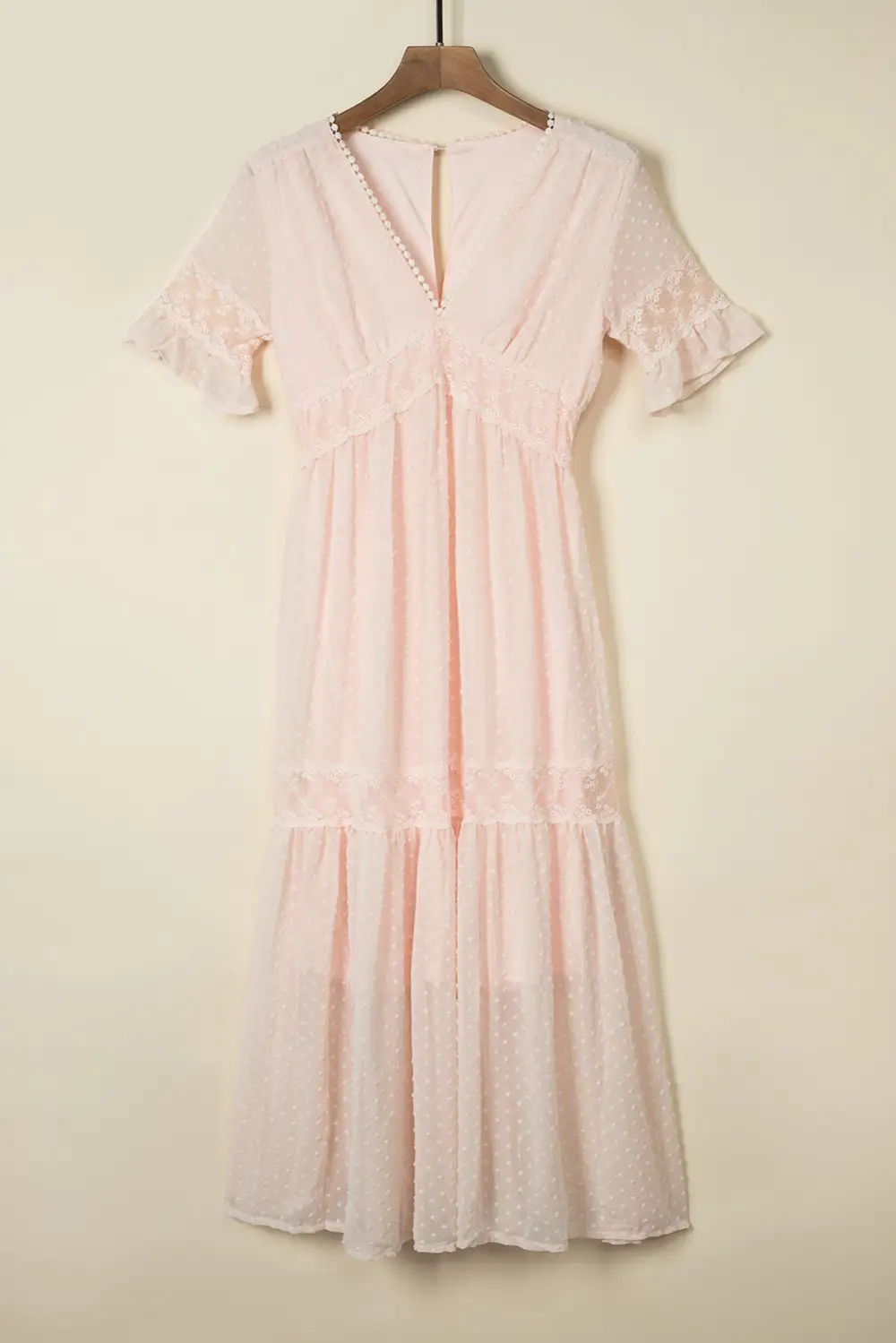 Dot Lace Trim Maxi Dress