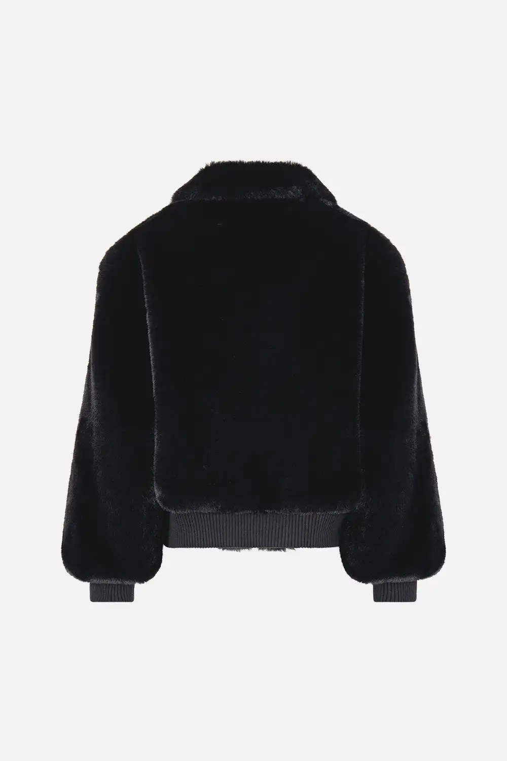 Printed Faux Fur Bomber with Pocket Details Jacket