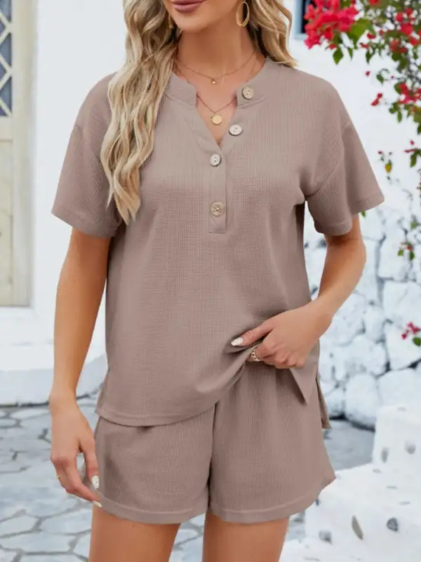 Ribbed Button Front Set