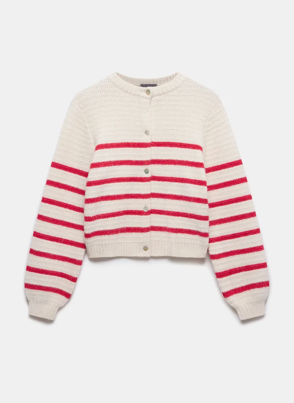 Casual Style Red Wool Blend Stripe Knit Cardigan