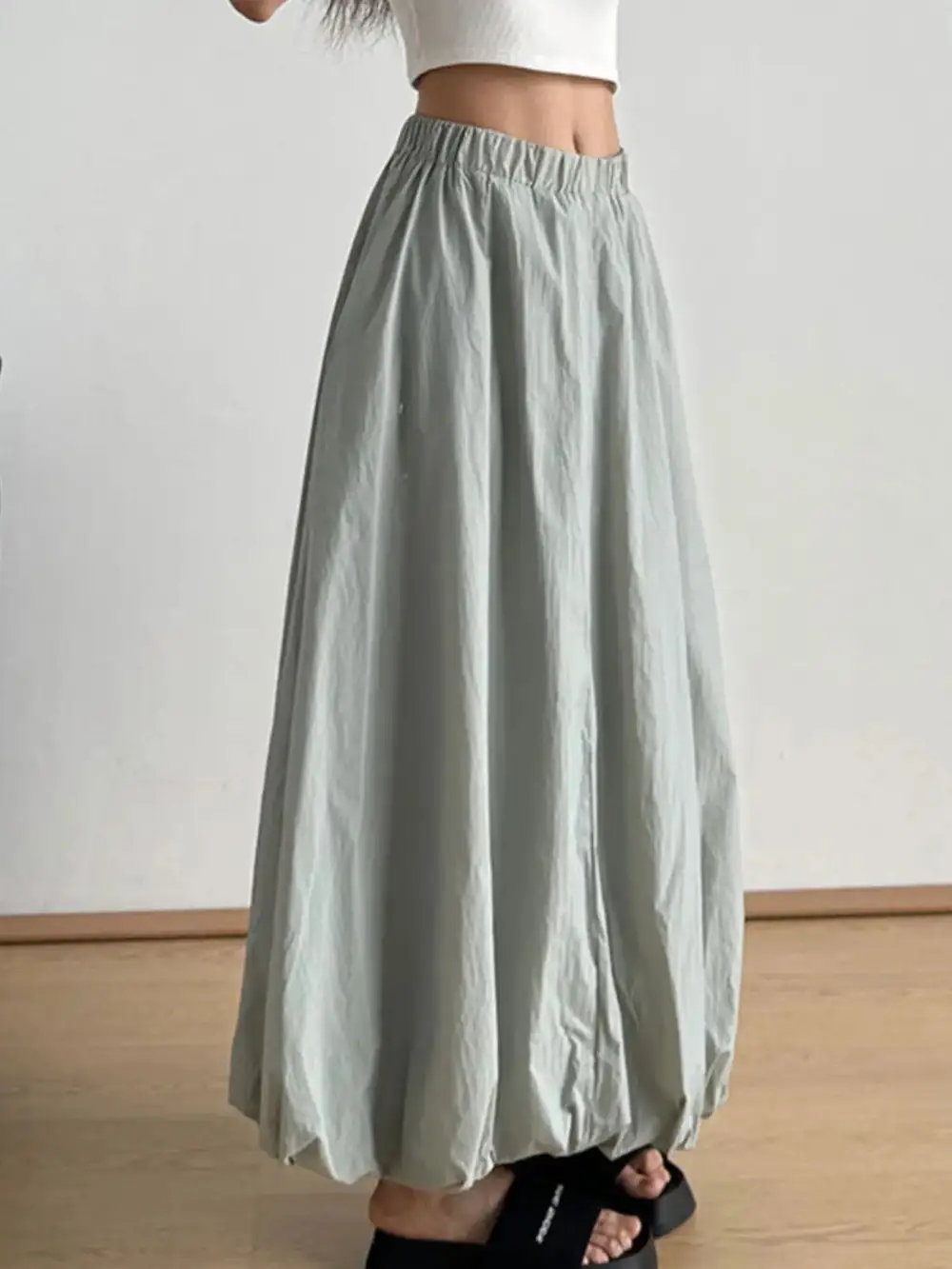 Elastic Waist Maxi Skirt