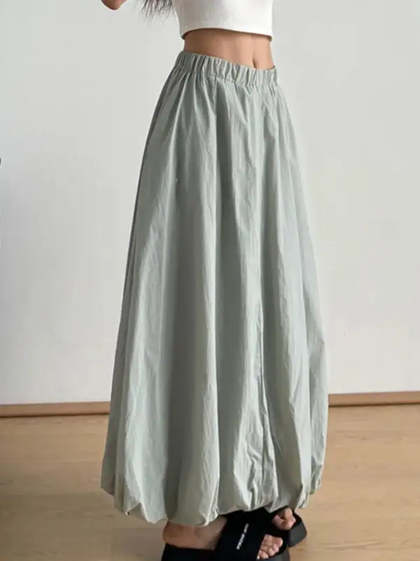 Elastic Waist Maxi Skirt
