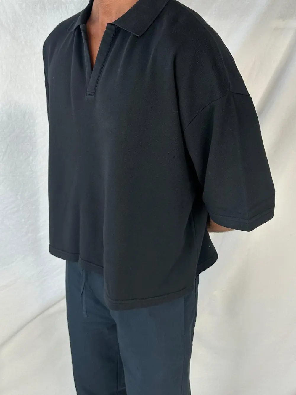 Casual Soft And Comfortable Black Polo Shirt