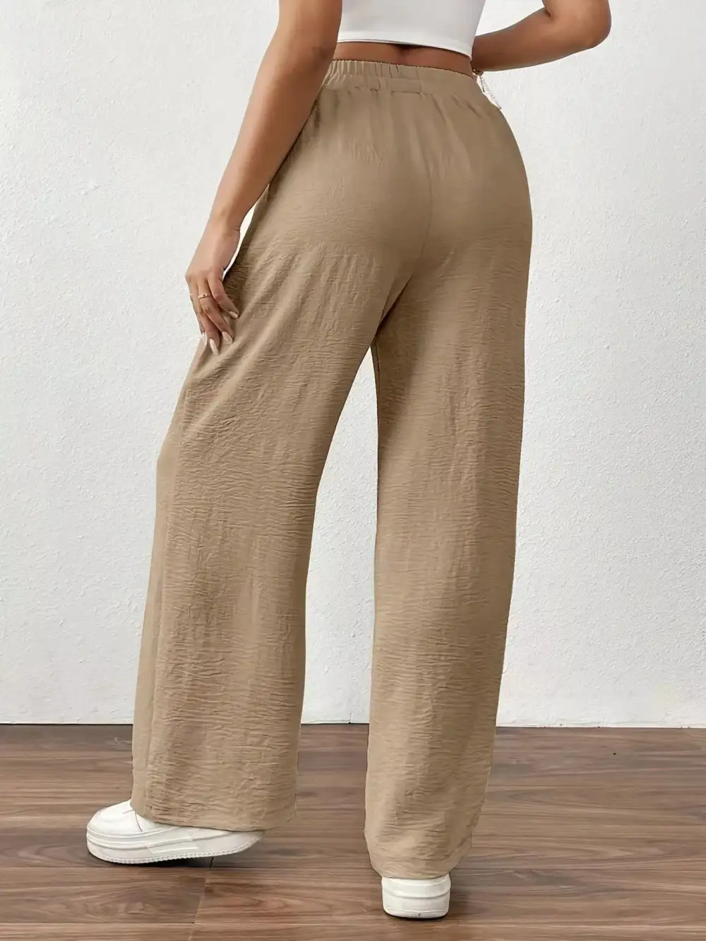 Relaxed Casual Drawstring Wide Leg Pants