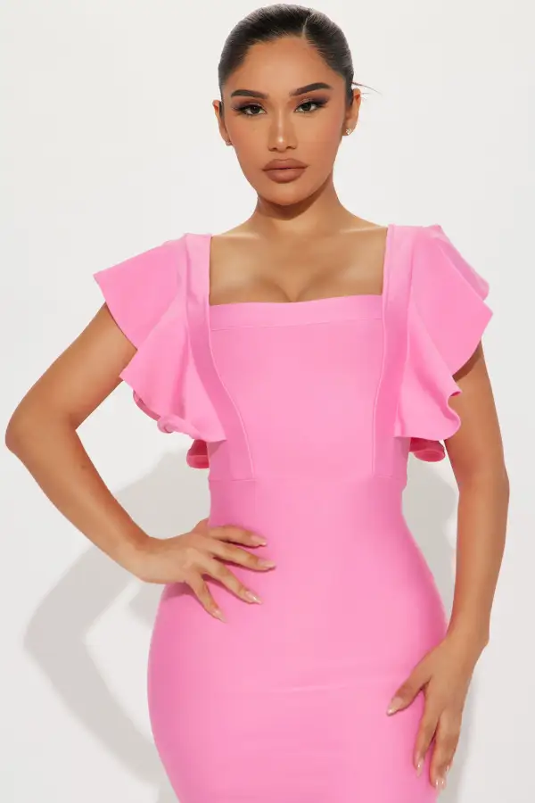 Elyse Bandage Midi Dress - Pink