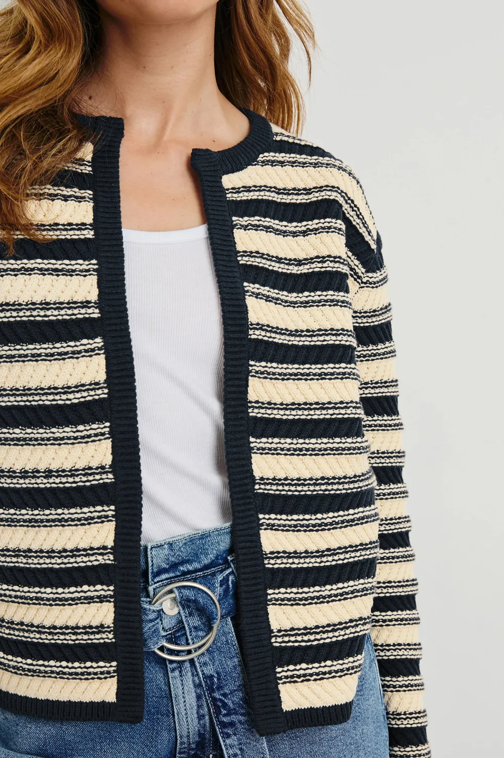 Striped Knitted Wool Cardigan