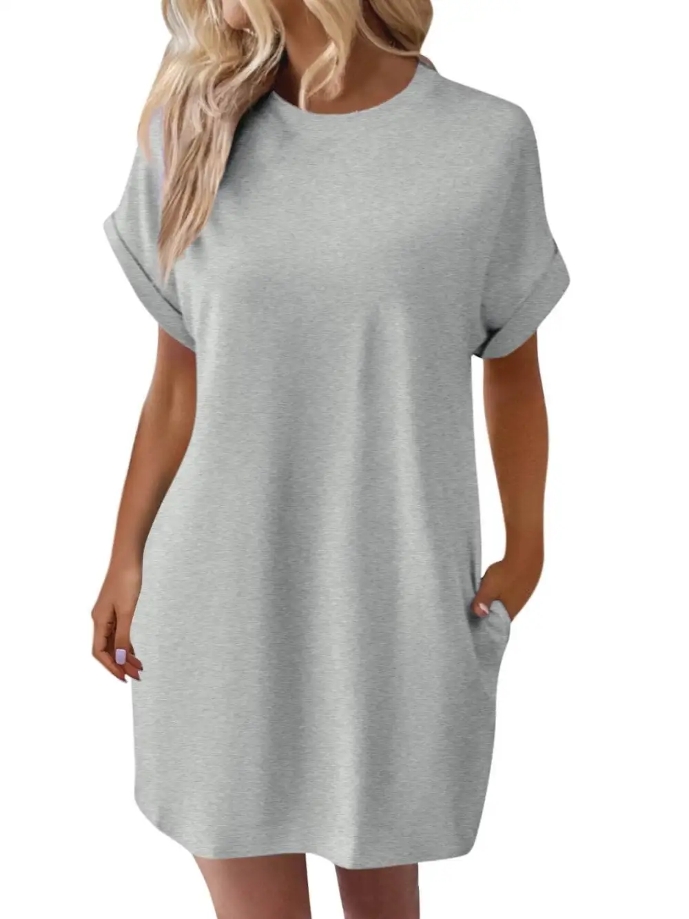Relaxed Round Neck Short Sleeve Mini Dress