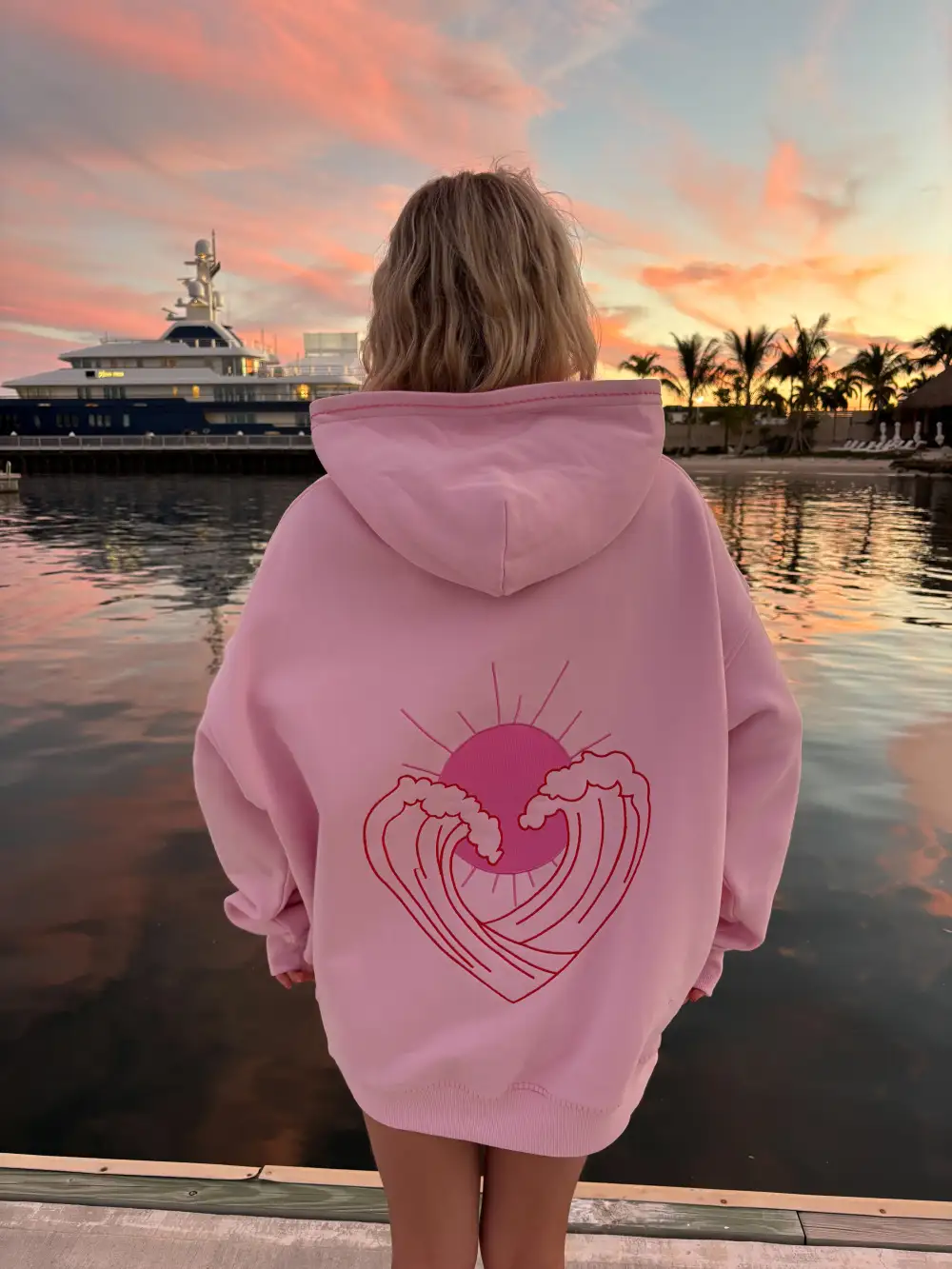 Bubblegum Ocean Heart Stitched Hoodie