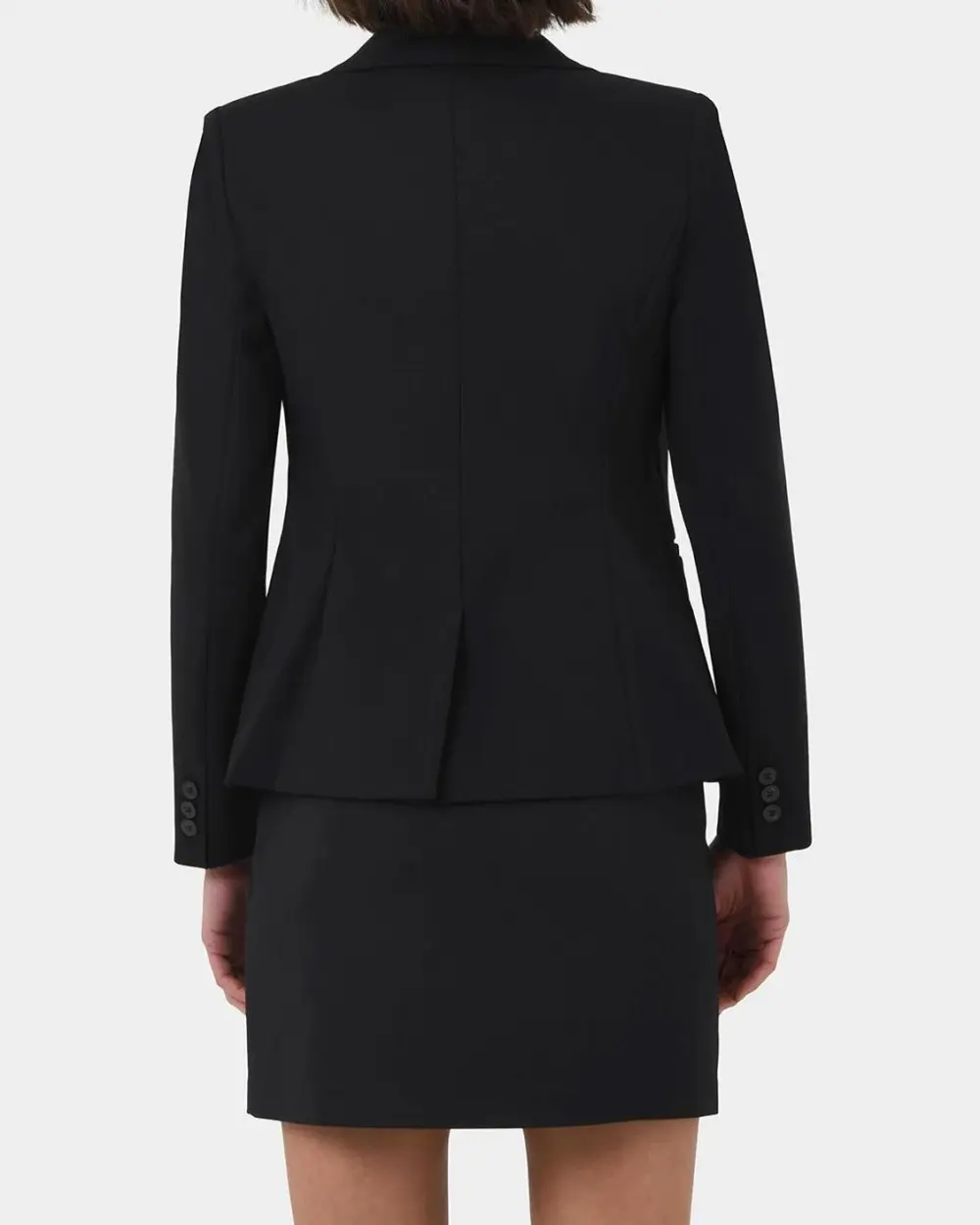 Peak Lapel Collar Suit Jacket -Black