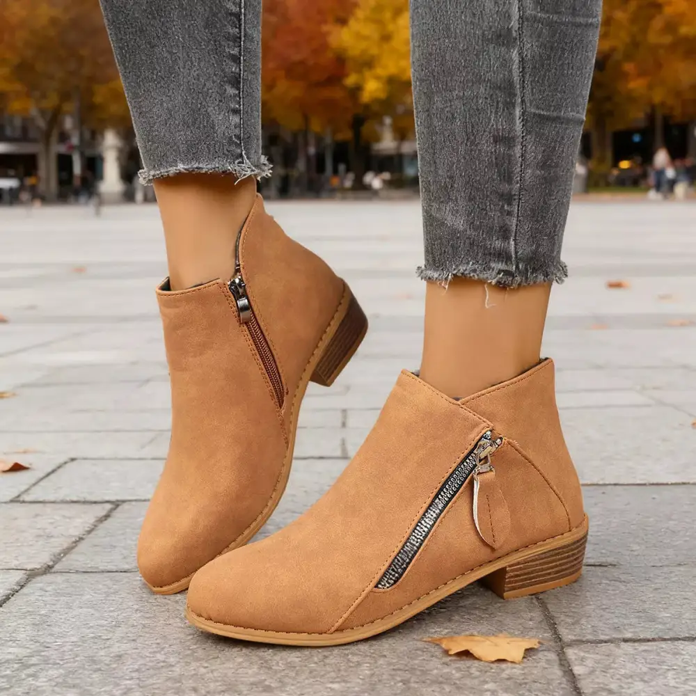 Side-Zip Block Heel Boots