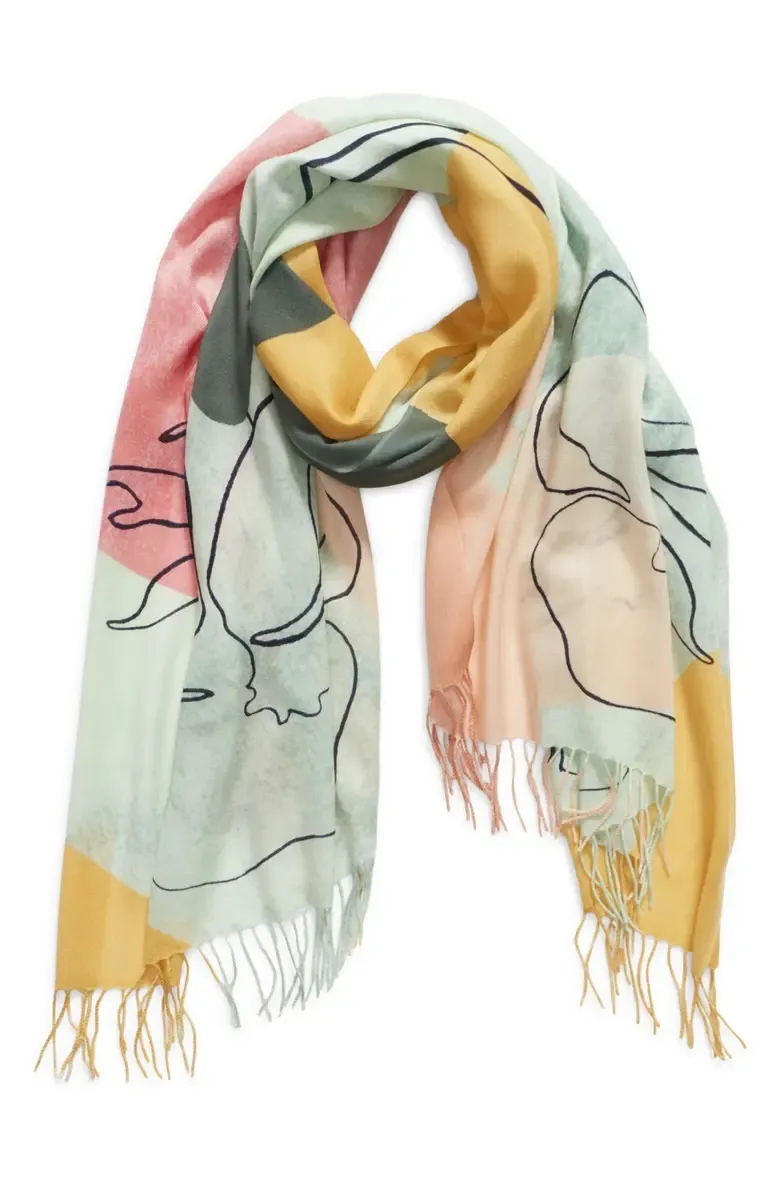 Tissue Print Wool & Cashmere Wrap Scarf