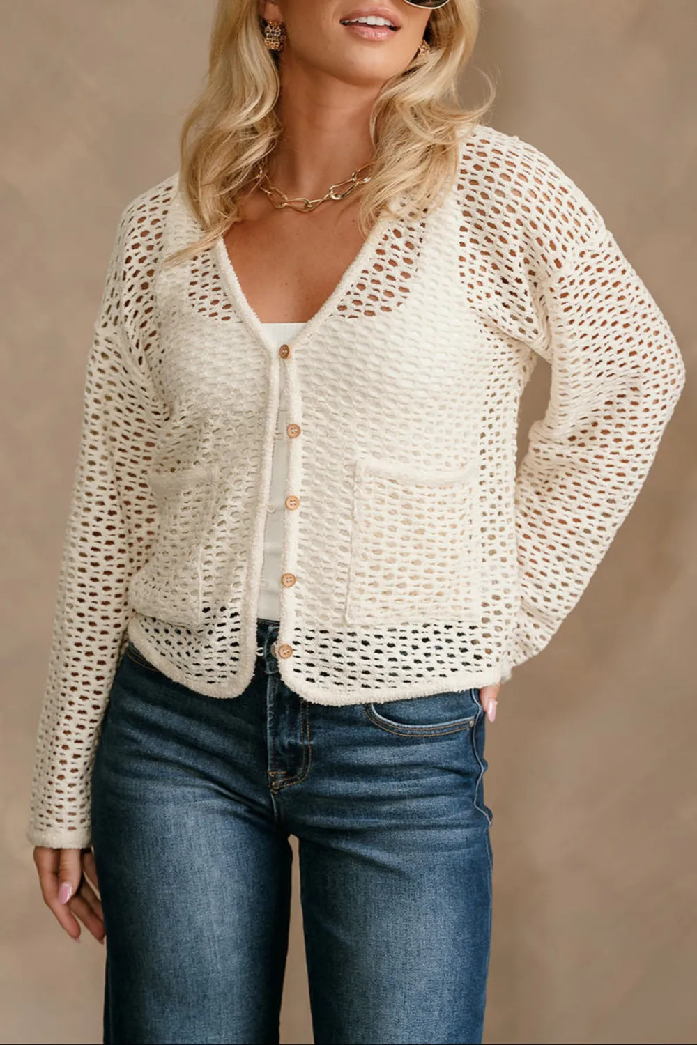 Hollow Long Sleeve Cardigan