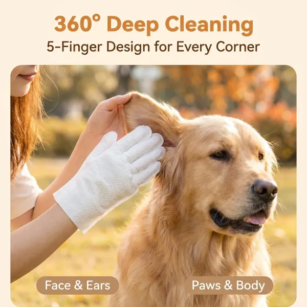 6-Piece Pet Waterless Cleaning Gloves - 3-Minute Full-Body No-Rinse Bath for Cats & Dogs, Anti-Licking Formula