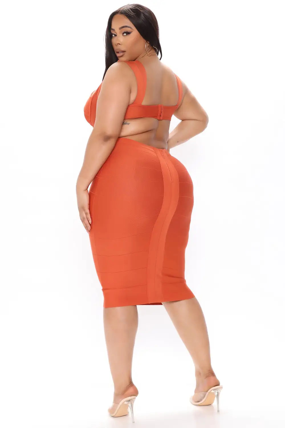 Sending My Best Bandage Midi Dress - Rust