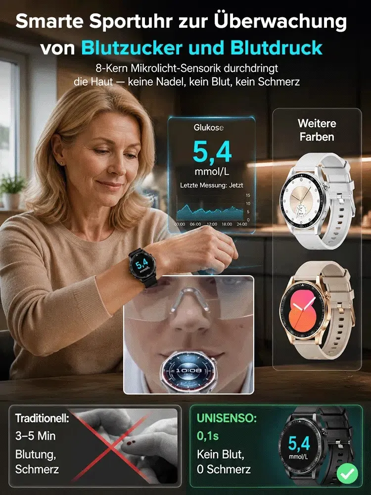 No More Pricking Pain: Smart Sports Watch Monitors Blood Glucose and Blood