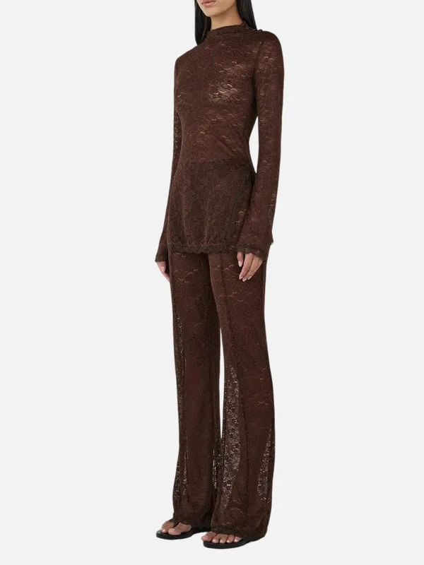 Lace Texture Long Sleeve Top