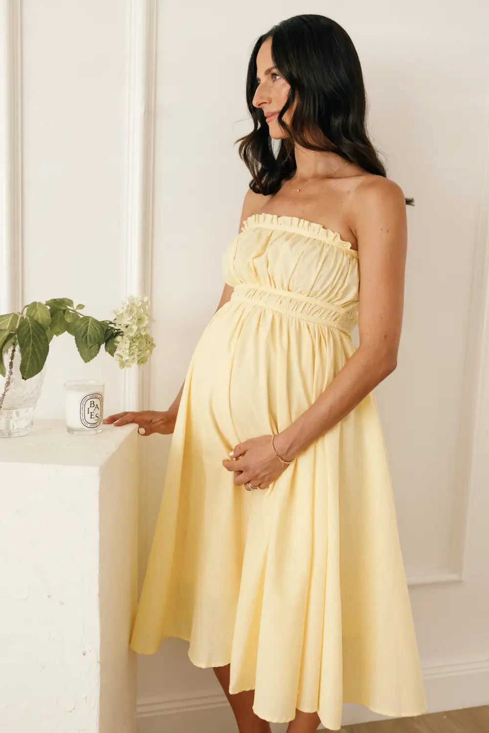 Theo Strapless Midi Dress - Sunshine