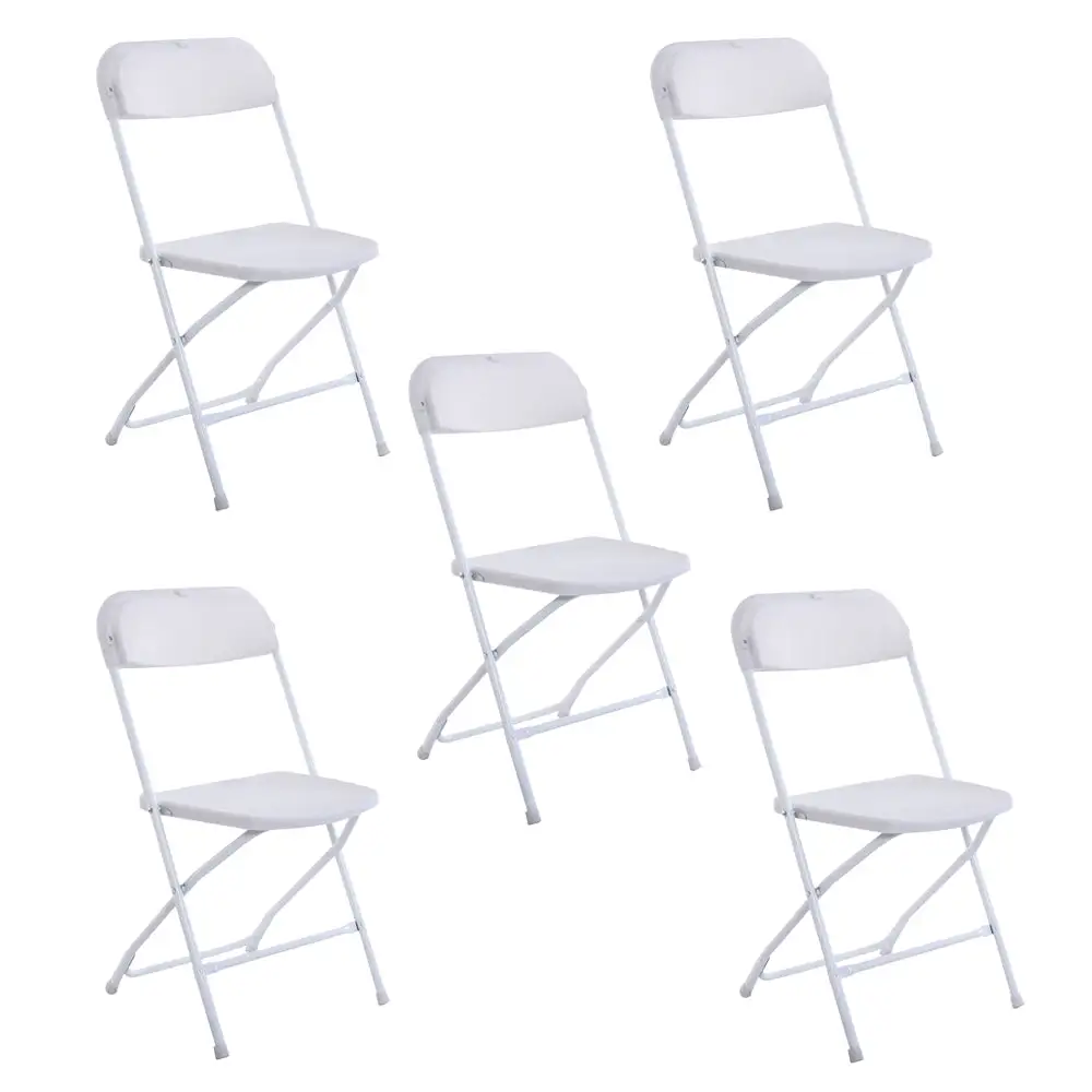 4/5/6/10/20/40 Pack Portable Plastic Folding Chair 350lb Stackable Commercial Seat with Steel Frame Party Chairs Black/White