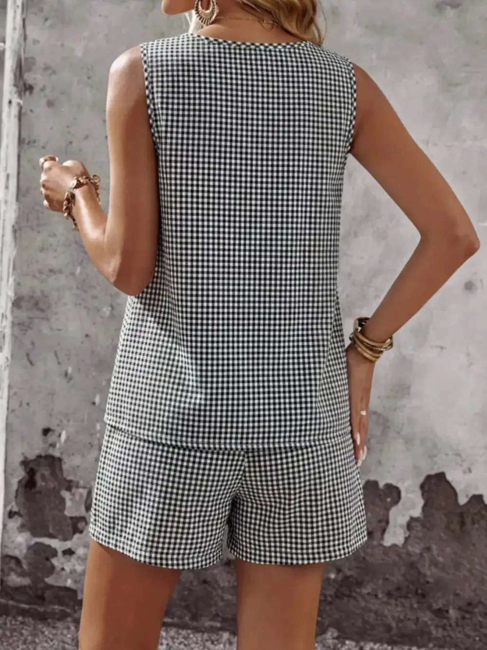 Sleeveless Gingham Jumpsuit