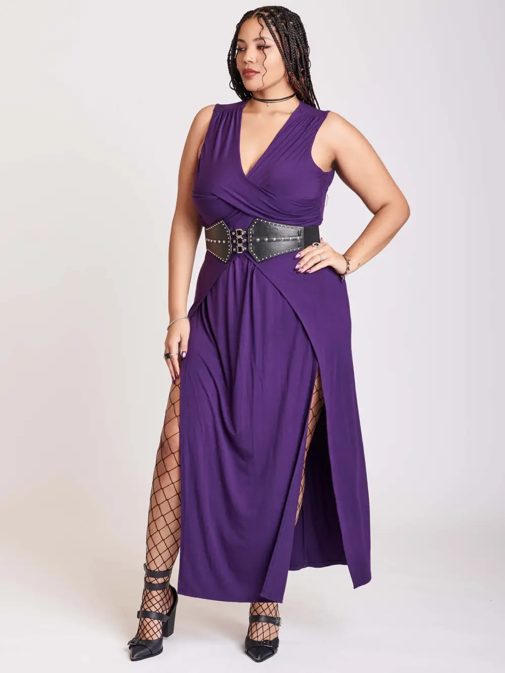 Purple Twist Front Dress