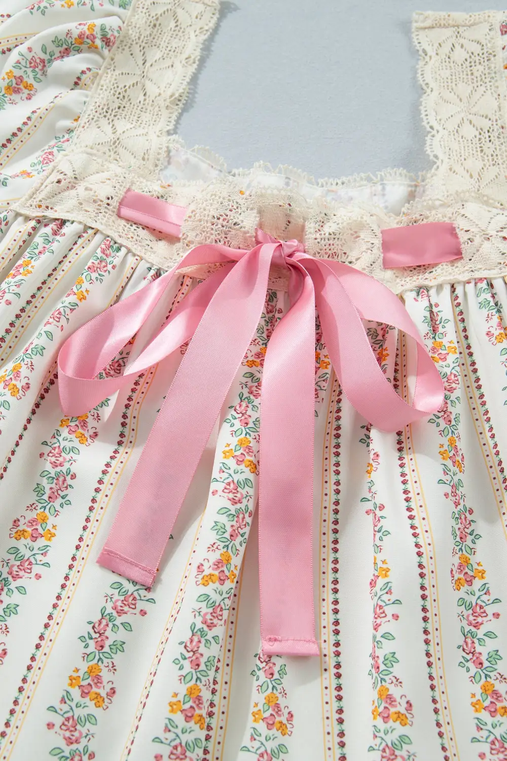 Gathered Detail Floral Printed Ribbed Mini Dress