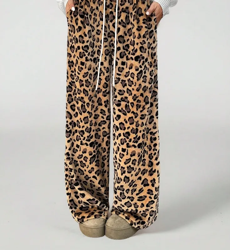 Women's Leopard Print Drawstring Trousers