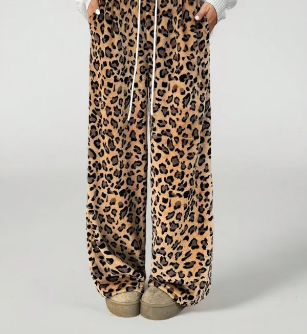 Women's Leopard Print Drawstring Trousers