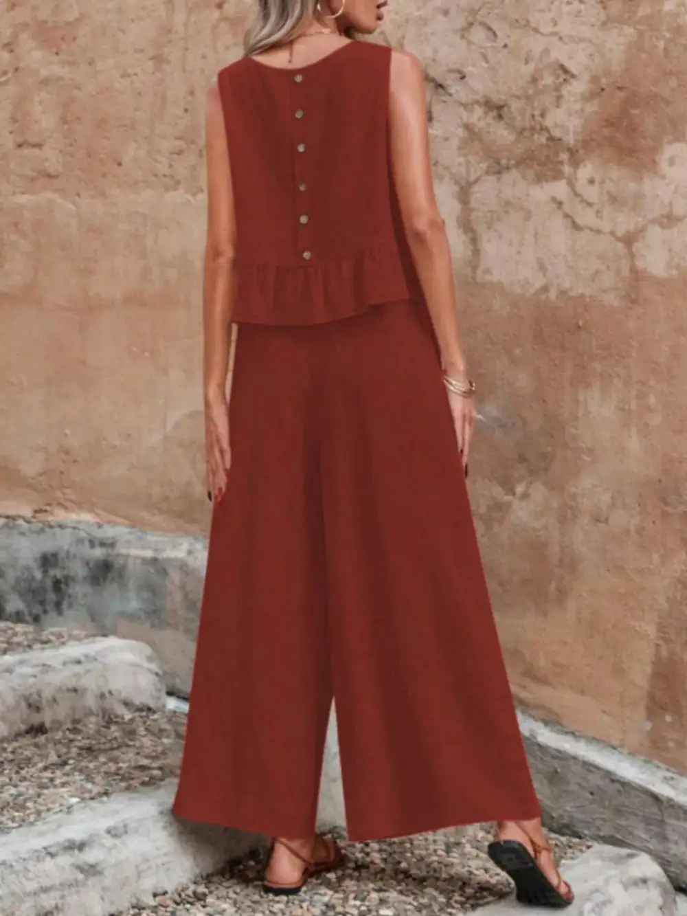 Ruffle Wide Leg Jumpsuit