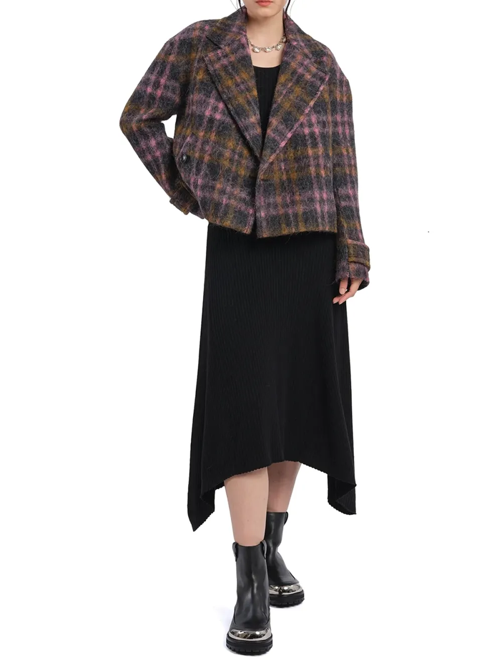 Asymmetric Hem Ribbed Sweater Dress