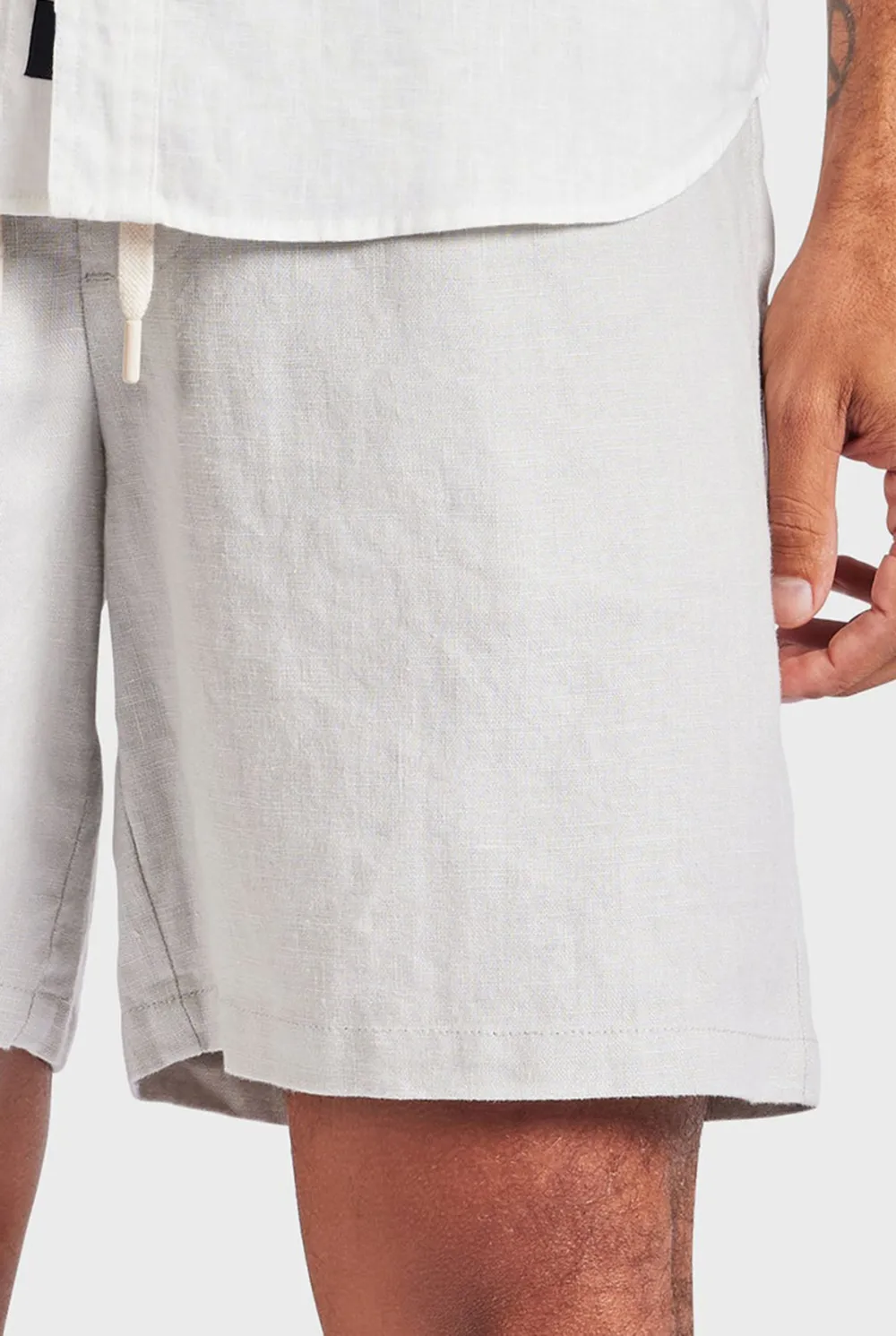 Jeff Linen Short-Ice grey
