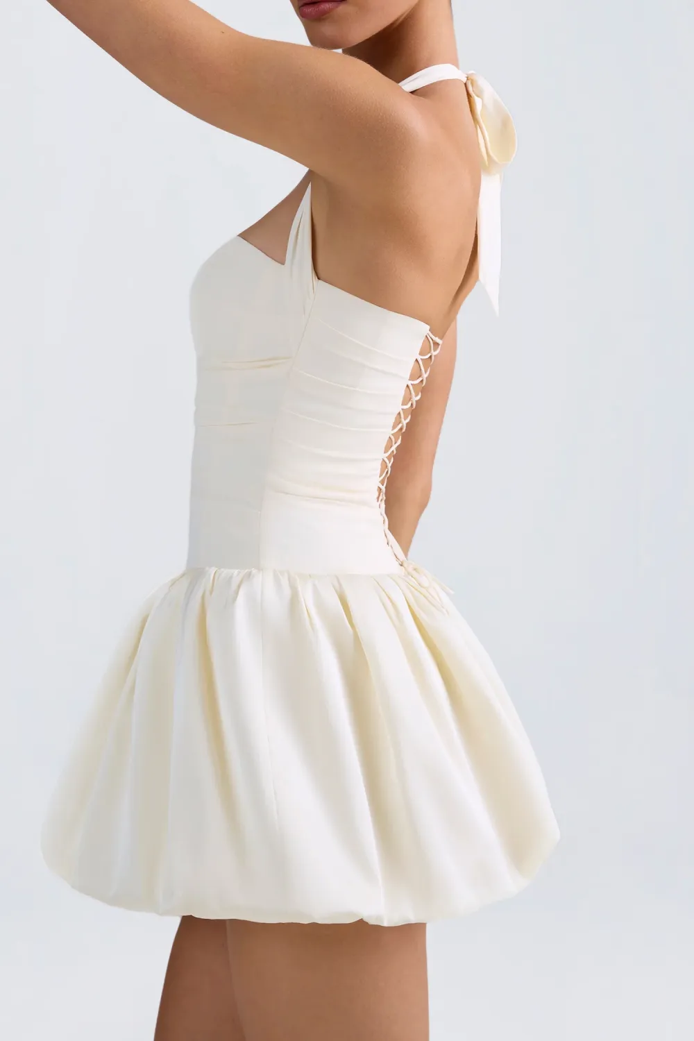 Playful Mini Bubble Skirt Halter Neck Dress
