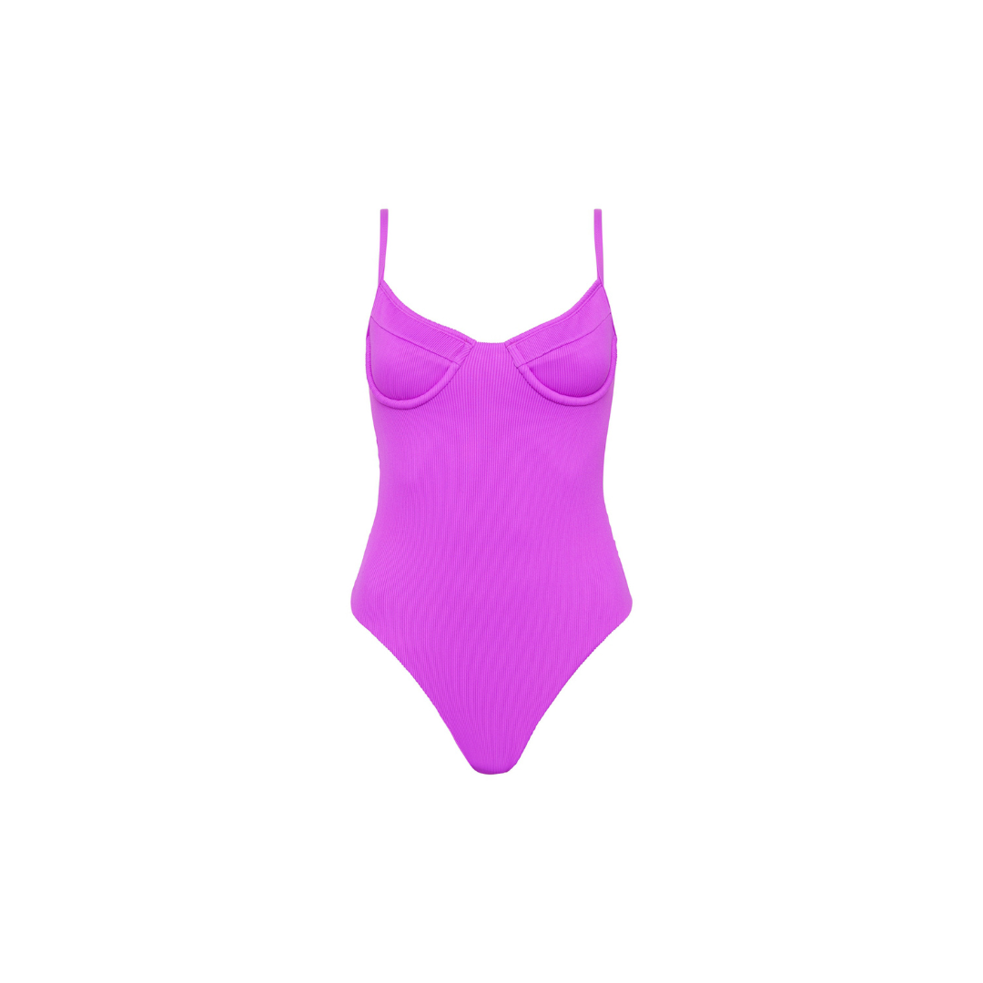 UNDERWIRE CHEEKY ONE PIECE - ELECTRIC VIOLET RIBBED