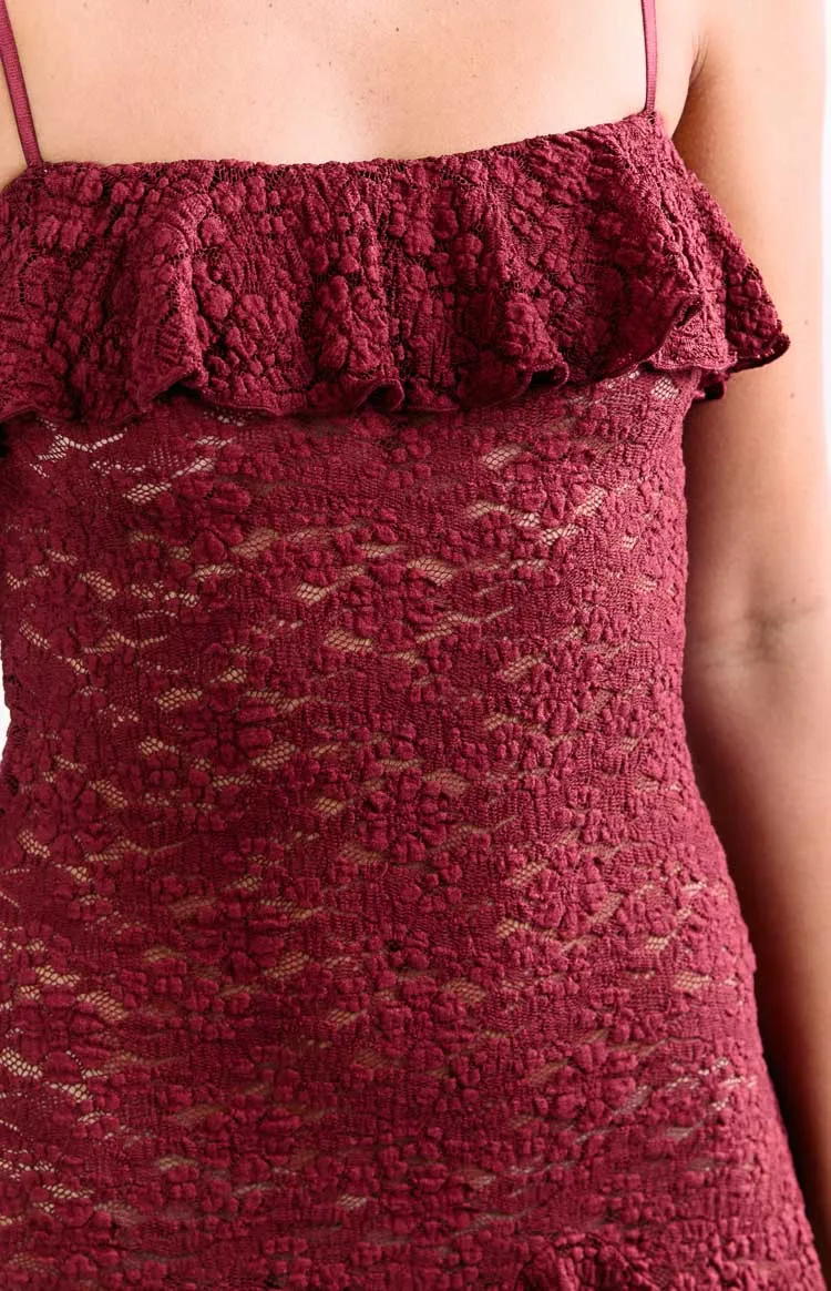 Mesh Frills Lace Mini Dress