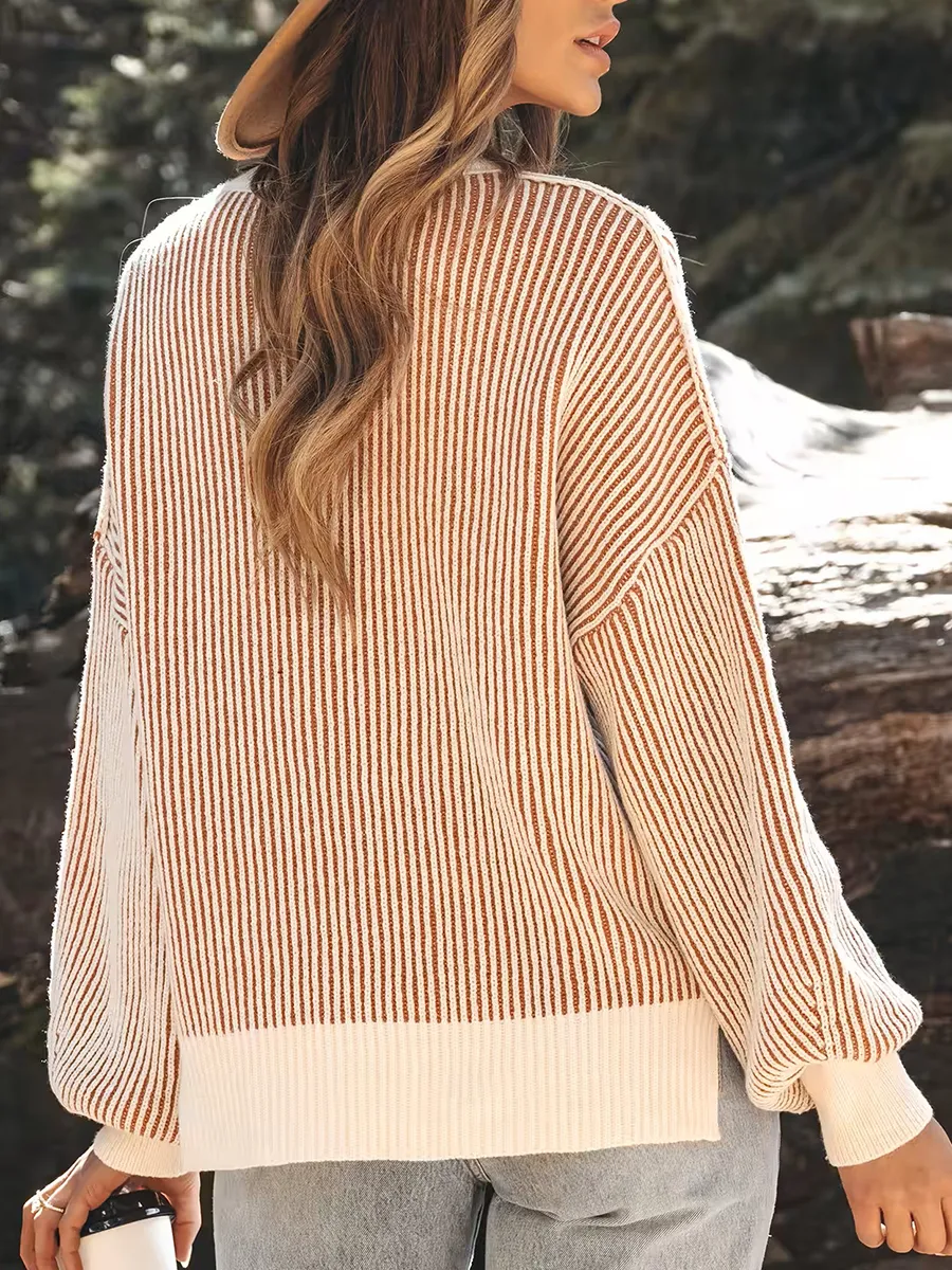 women's casual striped crew neck sweater