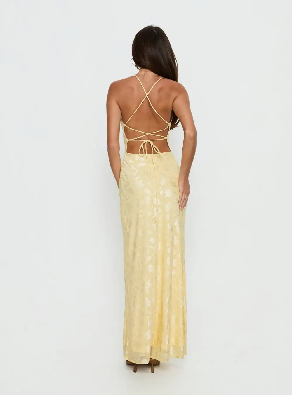 Bias Cut Lace Detail Maxi Dress
