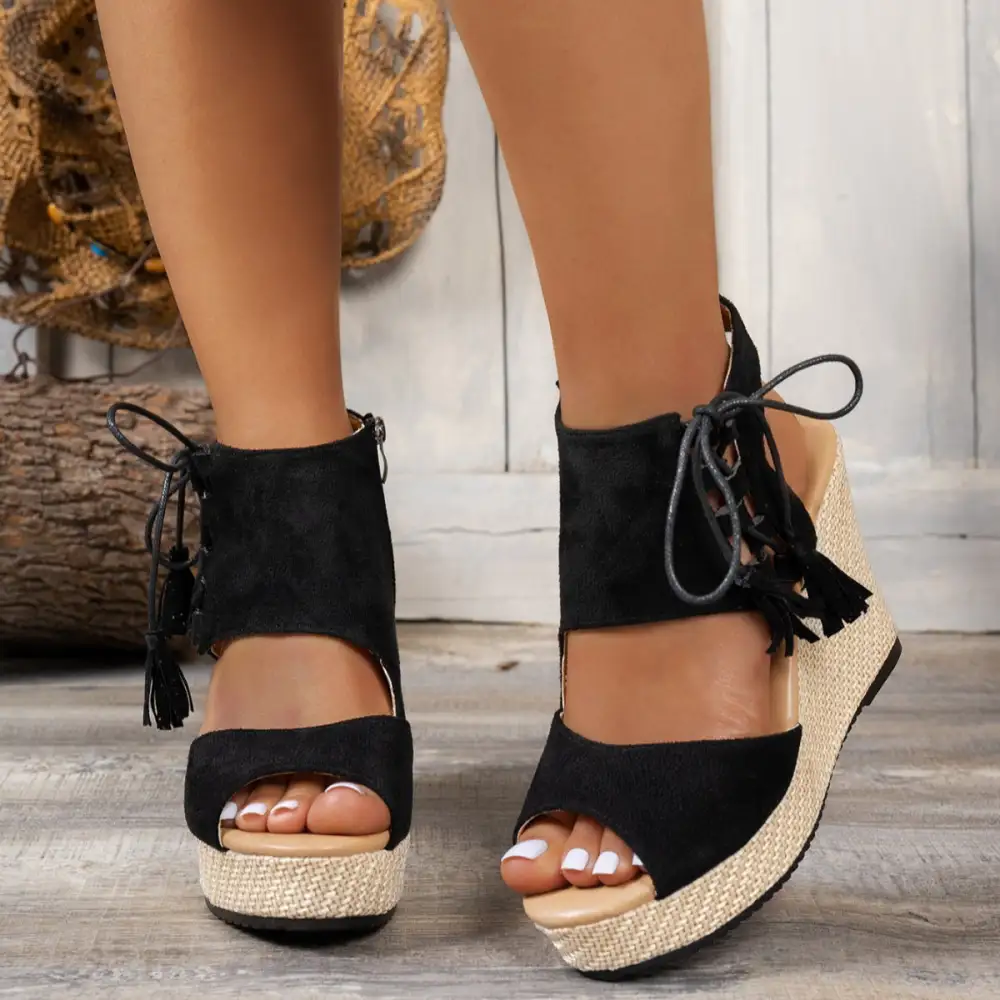 Polished Modern Open Toe Wedge Sandals